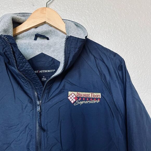 Port Authority Navy Blue Zip Windbreaker Jacket M - Picture 2 of 4